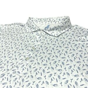johnnie-O Polo Shirt Mens Large Featherweight UPF 50 Stretch Golf Cocktail Print
